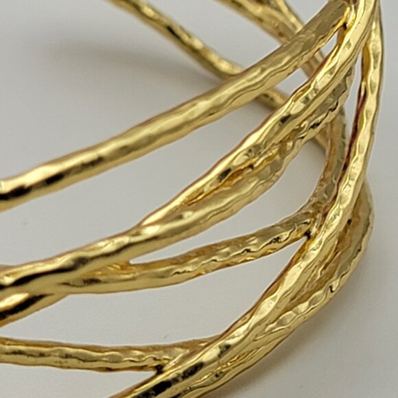 GORJANA Gold Cuff Bracelet 7" Adjustable Open Work Wire Gladiator LOLA - Picture 3 of 6